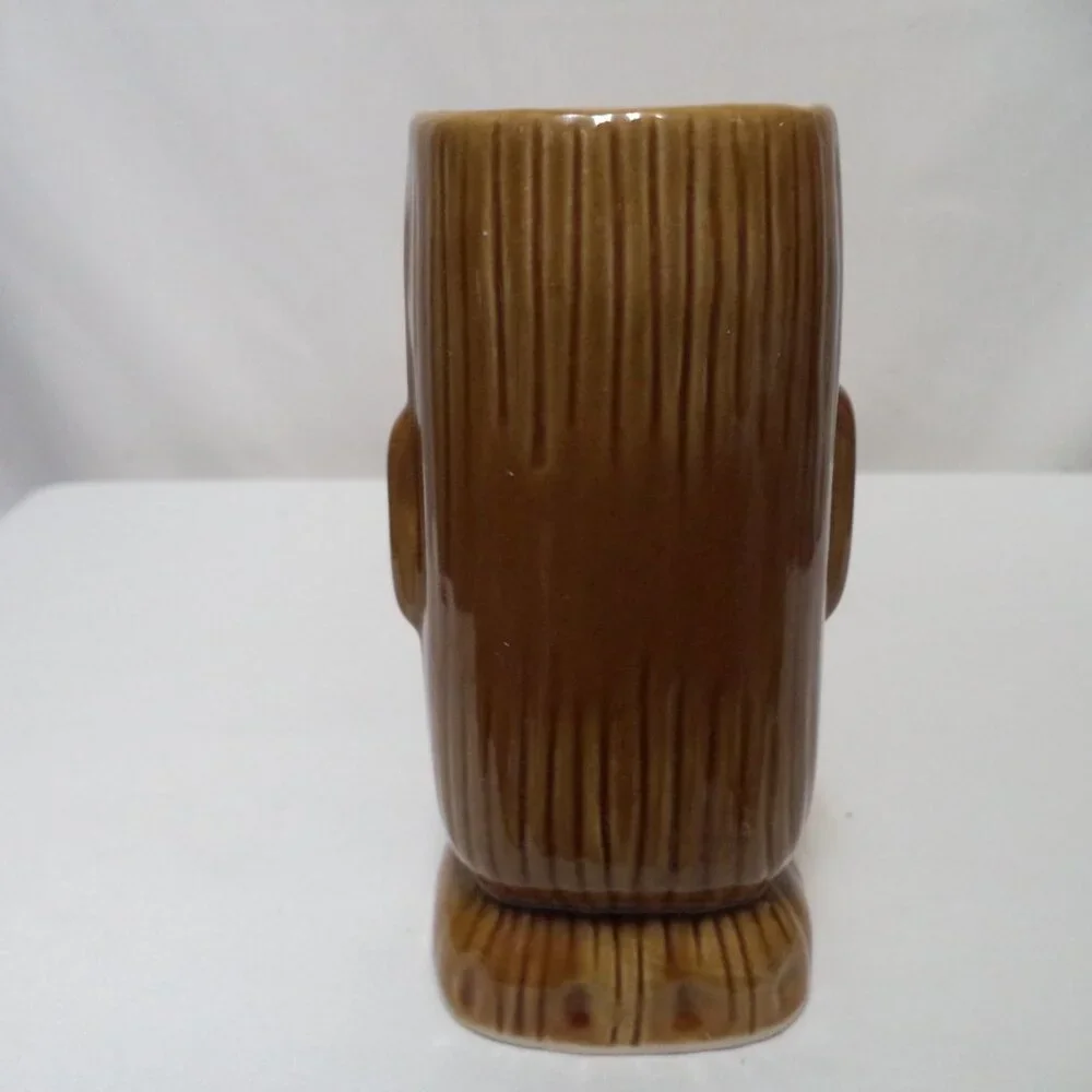 Vintage Otagiri Tiki Mug Cup straight lips Japan ceramic brown Full Body 6